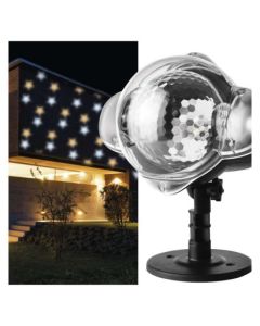 LED dekorativní projektor – hvězdičky, venkovní i vnitřní, teplá/studená bílá