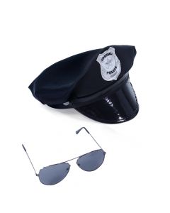 Sada policejní čepice s brýlemi pro dospělé