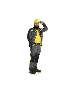 Kalhoty CXS NAOS pánské, šedo-černé, HV žluté doplňky