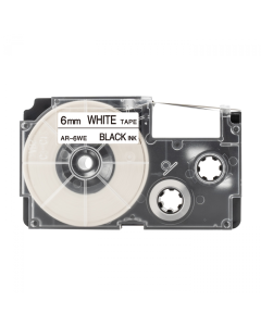 Alternativní páska Casio XR-6WE, 6mm x 8m černý tisk / bílý podklad