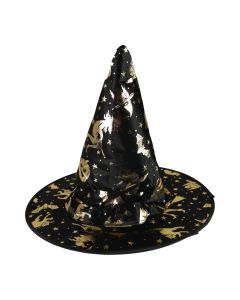 Dětský klobouk zlato-černý čarodějnice/Halloween