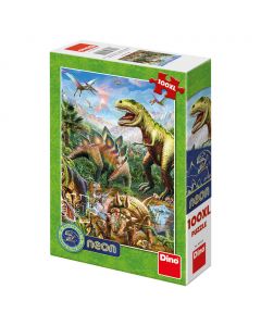 Puzzle 100XL Svět Dinosaurů neon