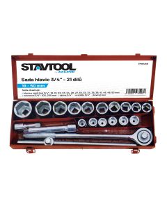 STAVTOOL Sada hlavic 19-50 mm 3/4" 21 dílů (poškozený kovový obal)