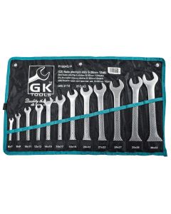 GK TOOLS Sada plochých klíčů, matné 12 dílů | 6-32 mm, textilní obal (neoriginální krabička)