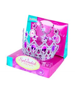 Korunka princezna s náušnicemi a náhrdelníkem růžová